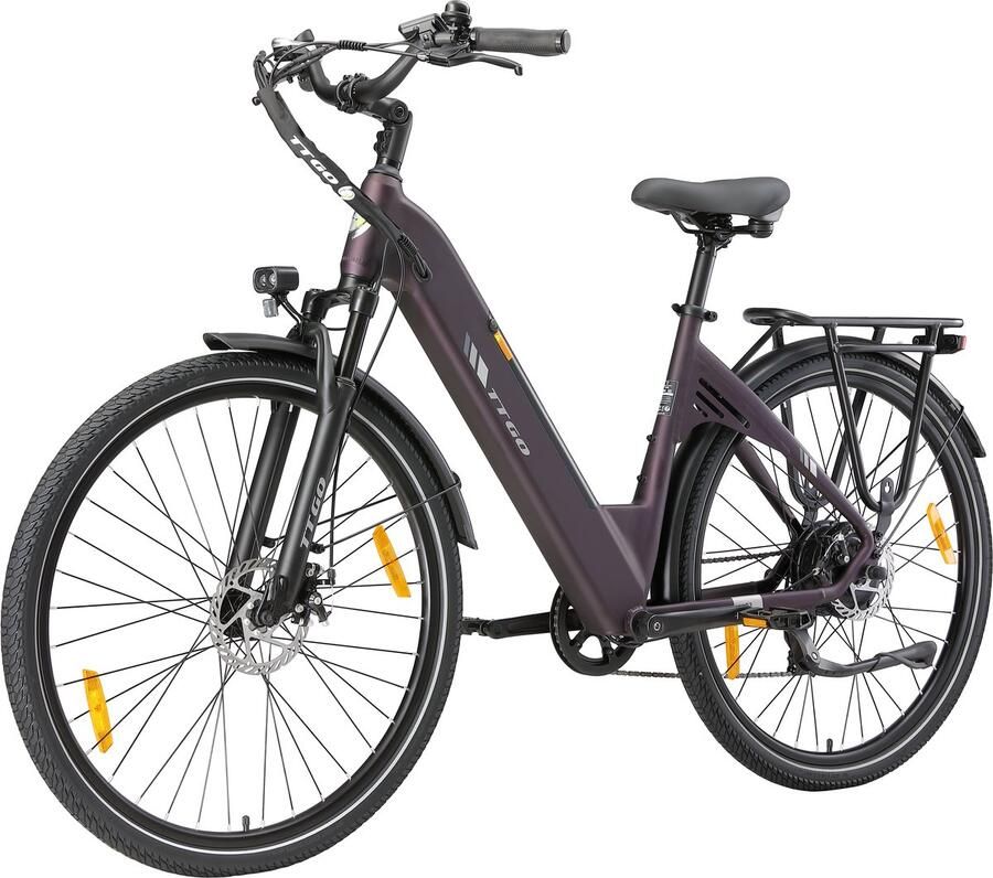 TTGO C3 SE Elektrische Fiets 250W Motor 36V18Ah Accu Max Snelheid 25km u 28 INCH Banden Max Bereik 80-120km Shi o 7 Versnellingen Paars