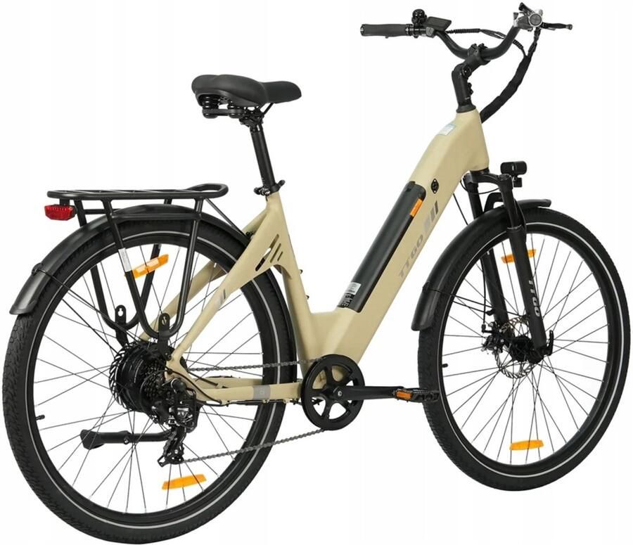 TTGO C3 SE Elektrische Fiets – 28 Aluminium 36V 20Ah Accu 120km Bereik 7-Speed Shi o Geveerde Voorvork – Geel
