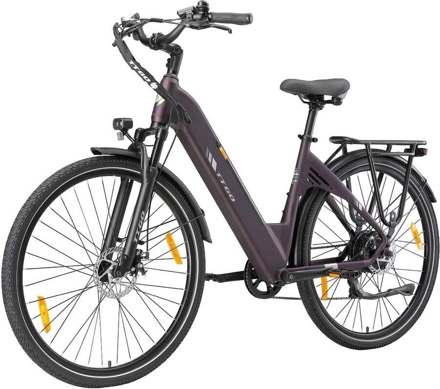 TTGO C3SE E-bike 25 km u 28inch 80km actieradius 250W motor 36V18Ah accu 52NM paars
