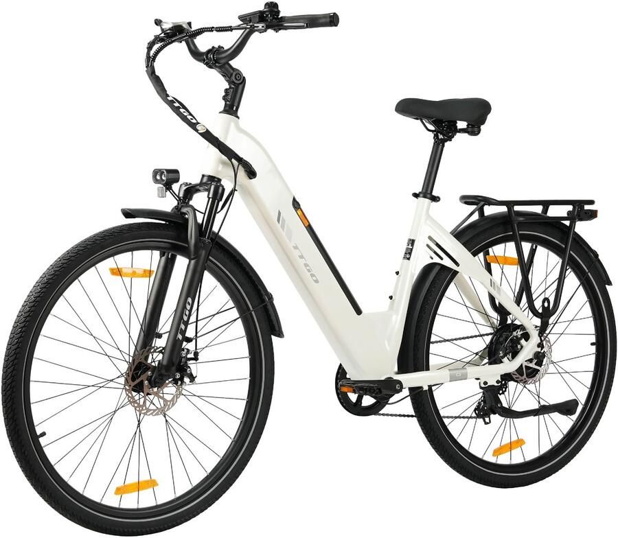 TTGO C3SE E-bike 25 km u 28inch 80km actieradius 250W motor 36V18Ah accu 52NM wit