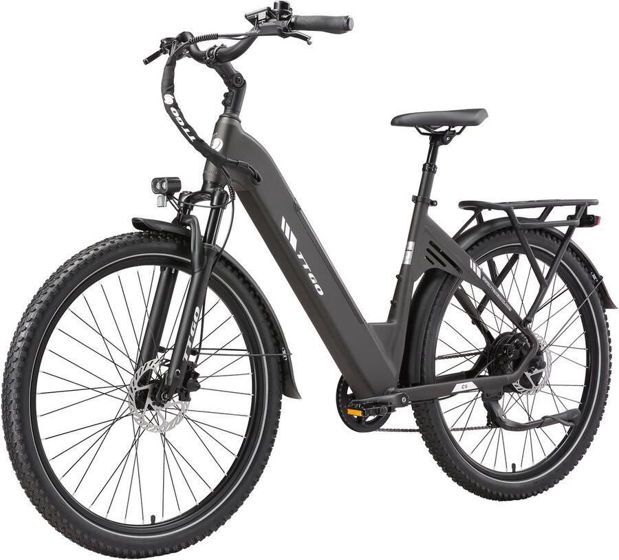 SmartAI 27.5 Elektrische stadsfietsen – 648WH Lithium Accu – Actieradius tot 120 km –250W Motor – 48V 13.5Ah Accu – Shi o 7s – Hydraulische Schijfrem – Drievoudige Vering – Elektrische Fiets 70 Nm- Grijs