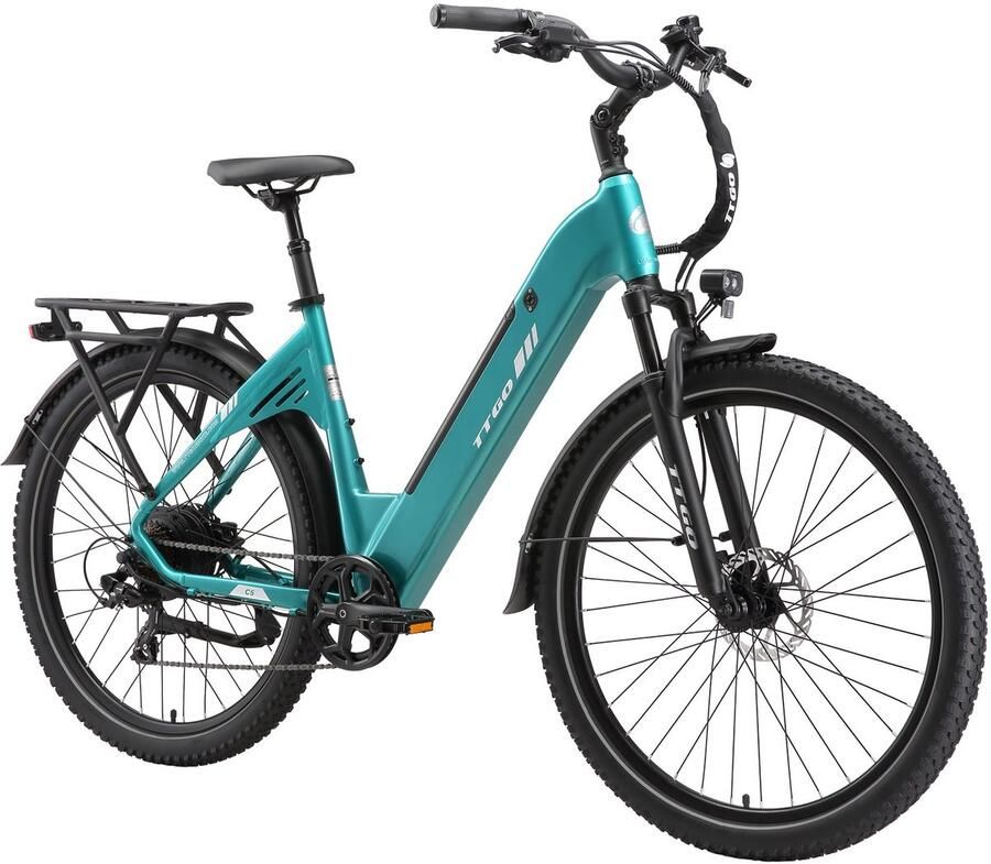 SmartAI 27.5 Elektrische stadsfietsen – 648WH Lithium Accu – Actieradius tot 120 km –250W Motor – 48V 13.5Ah Accu – Shi o 7s – Hydraulische Schijfrem – Drievoudige Vering – Elektrische Fiets 70 Nm- Groente
