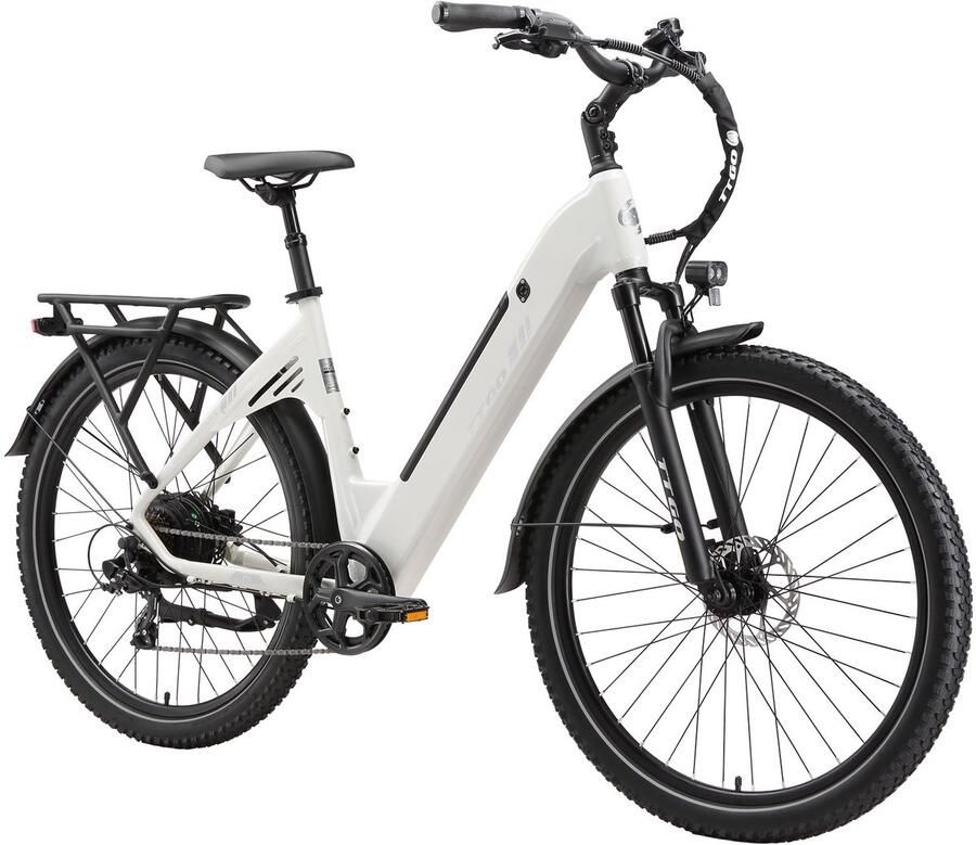 SmartAI 27.5 Elektrische stadsfietsen – 648WH Lithium Accu – Actieradius tot 120 km –250W Motor – 48V 13.5Ah Accu – Shi o 7s – Hydraulische Schijfrem – Drievoudige Vering – Elektrische Fiets 70 Nm- Wit