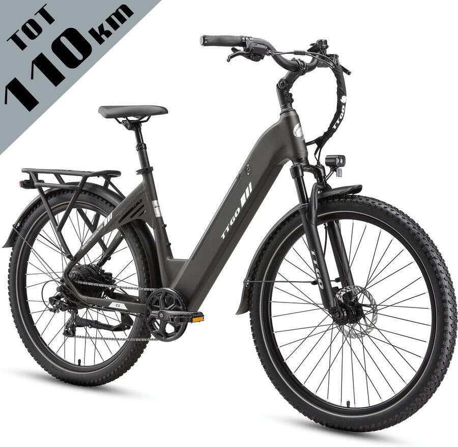 TTGO C5 Elektrische Fiets 648Wh Accu Actieradius tot 110 km 48V 250W Motor Hydraulische Schijfrem 27 5 × 2 4 Inch Banden Shi o 7 Versnellingen Aluminium Frame LCD Display Elektrische Stadsfiets Max. Belasting 125 kg Grijs