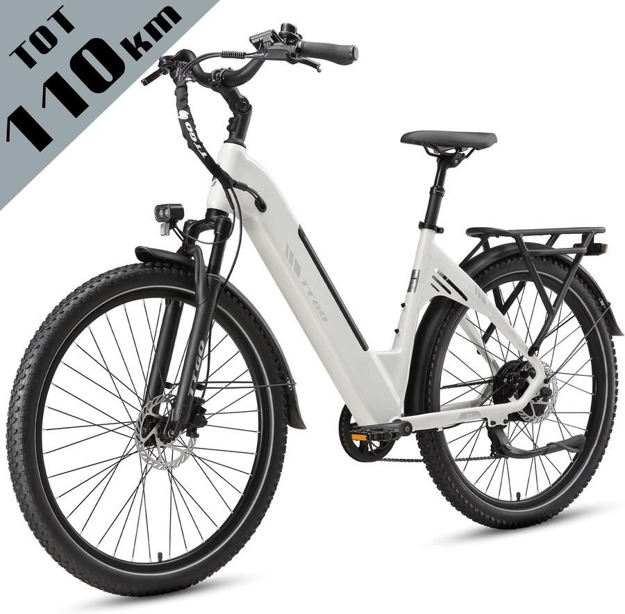 TTGO C5 Elektrische Fiets 648Wh Accu Actieradius tot 110 km 48V 250W Motor Hydraulische Schijfrem 27 5 × 2 4 Inch Banden Shi o 7 Versnellingen Aluminium Frame LCD Display Elektrische Stadsfiets Max. Belasting 125 kg Wit