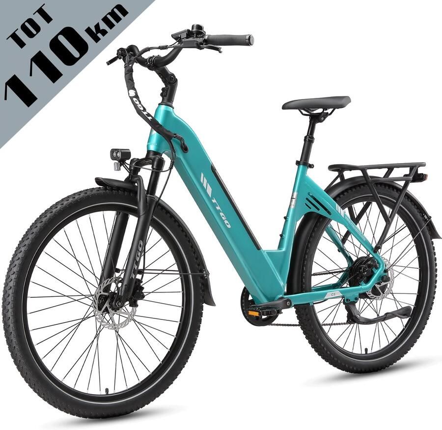 TTGO C5 Elektrische Fiets 648Wh Accu Actieradius tot 110 km 48V 250W Motor Hydraulische Schijfrem 27 5 × 2 4 Inch Banden Shi o 7 Versnellingen Aluminium Frame LCD Display Elektrische Stadsfiets Max. Belasting 125 kg Groen