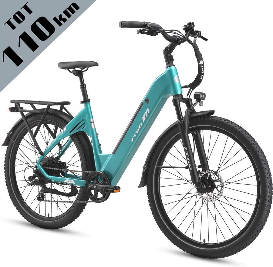 TTGO C5 Elektrische Fiets 648Wh Accu Actieradius tot 110 km 48V 250W Motor Hydraulische Schijfrem 27 5 × 2 4 Inch Banden Shi o 7 Versnellingen Aluminium Frame LCD Display Elektrische Stadsfiets Max. Belasting 125 kg Groen