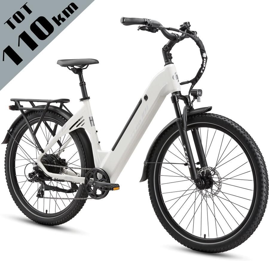 TTGO C5 Elektrische Fiets 648Wh Accu Actieradius tot 110 km 48V 250W Motor Hydraulische Schijfrem 27 5 × 2 4 Inch Banden Shi o 7 Versnellingen Aluminium Frame LCD Display Elektrische Stadsfiets Max. Belasting 125 kg Wit