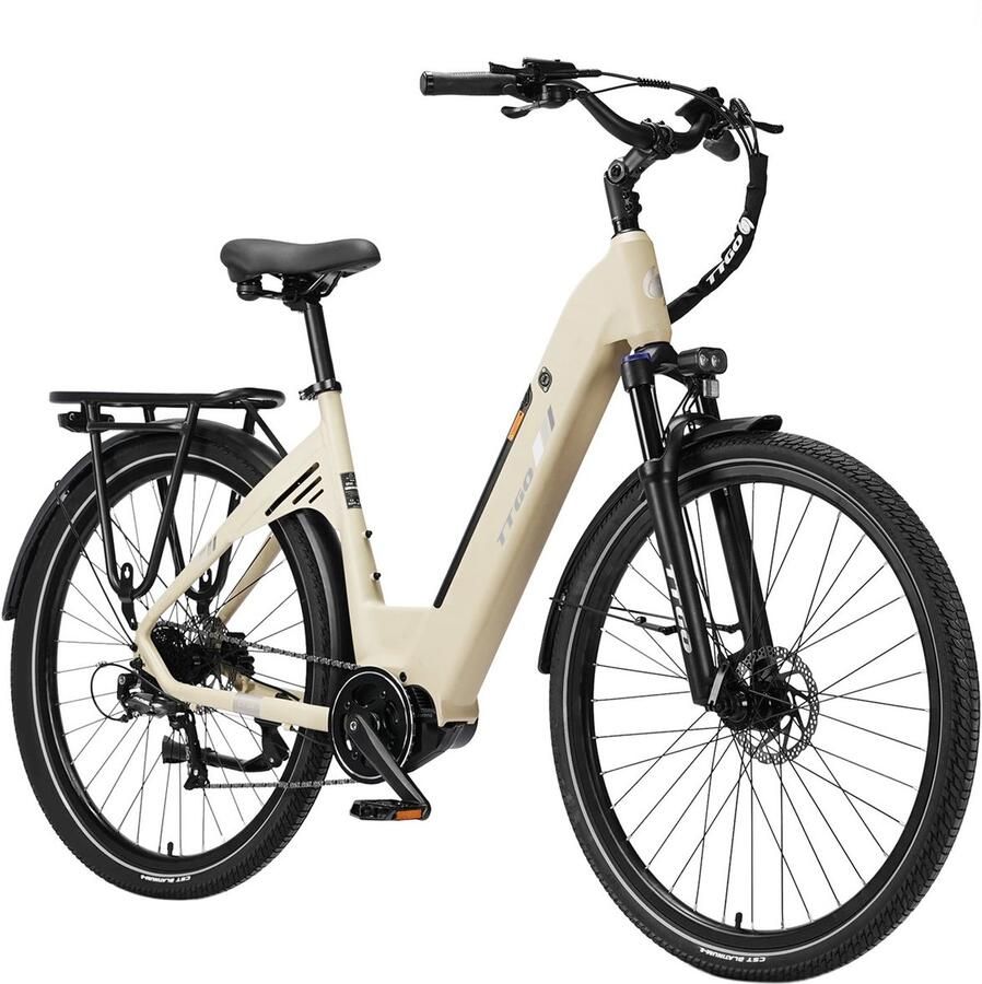 TTGO C7 SE Elektrische Fiets – 648Wh Lithium Accu – Actieradius tot 150 km – 36V 250W Middenmotor – Hydraulische Schijfrem – 28×2.0 inch Banden – Shi o 9 Versnellingen – Aluminium Frame – LCD Display – Elektrische Stadsfiets– Zandgeel