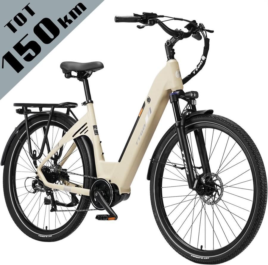 TTGO C7 SE Elektrische Fiets – 648Wh Lithium Accu – Actieradius tot 150 km – 36V 250W Middenmotor – Hydraulische Schijfrem – 28×2.0 inch Banden – Shi o 9 Versnellingen – Aluminium Frame – LCD Display – Elektrische Stadsfiets– Zandgeel