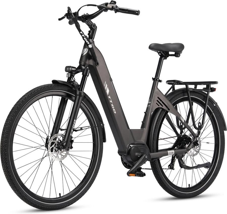 TTGO C7SE E-bike 25 km u 28inch 130km actieradius 250W motor 36V18Ah accu 75NM grijs