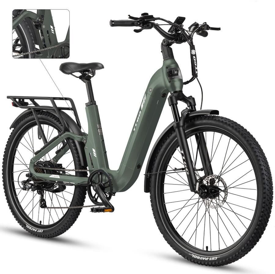 TTGO E-SUVO S6 Full Suspension Elektrische Mountainbike 27 5 inch Aluminium Softtail Frame 120 km Actieradius 720Wh Grote Accu 70Nm Krachtig Koppel Hydraulische Schijfrem Shi o 7 Versnellingen Groen