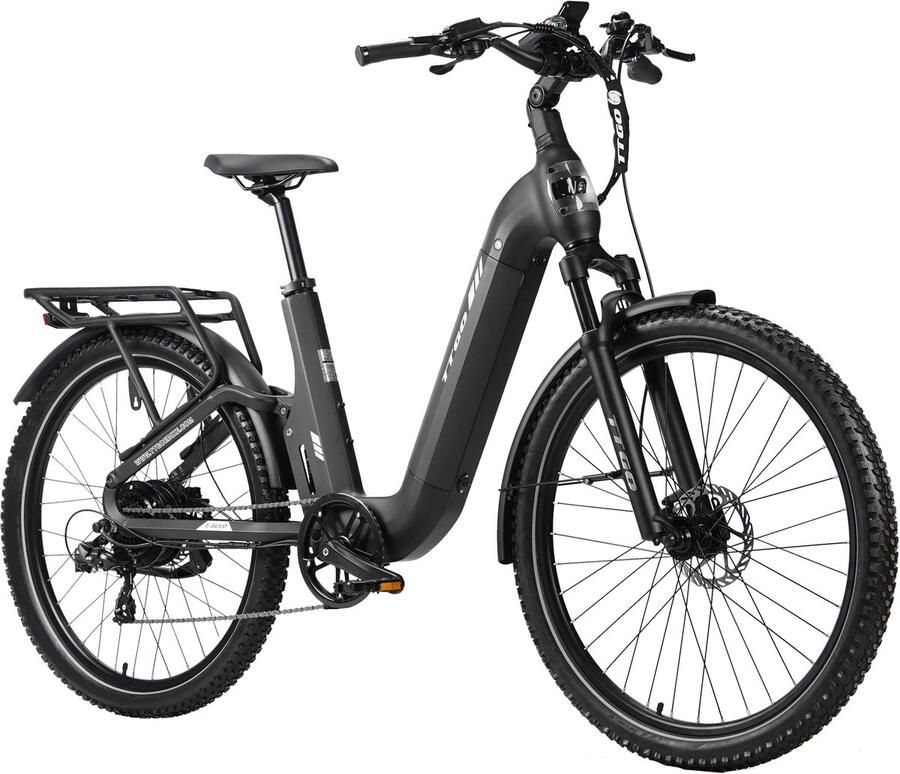 TTGO E-SUVO Elektrische Fiets – 250W Motor – 48V 15Ah Accu – 100-120 km Bereik – 27.5 × 2.4 Banden – Hydraulische Schijfrem – Shi o 7s Grijs