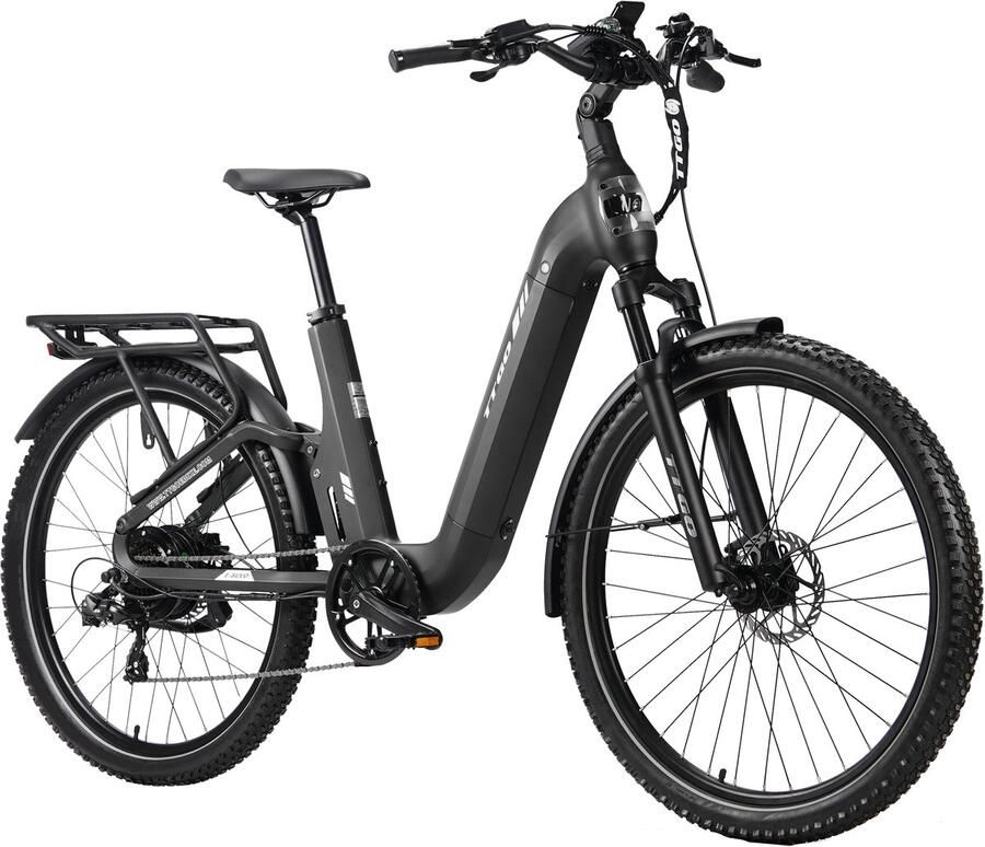 TTGO E-SUVO Elektrische Fiets 48V15AH Accu 250W Motor 27.5 INCH Banden Actieradius 100KM Hydraulische Schijfrem – Shi o 7 Versnellingen Grijs