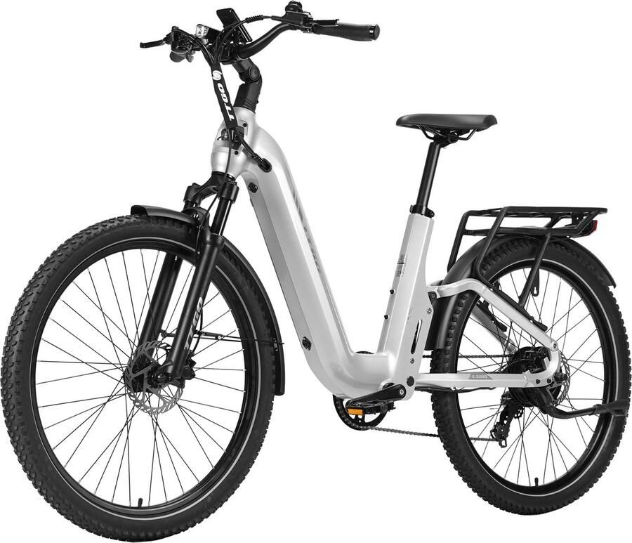 TTGO E-SUVO Elektrische Fiets 48V15AH Accu 250W Motor 27.5 INCH Banden Actieradius 100KM Hydraulische Schijfrem – Shi o 7 Versnellingen Zilver