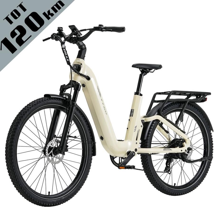 TTGO E-SUVO S6 Full Suspension E-MTB 27 5 inch 48V 15Ah Accu Tot 120 km Actieradius 70Nm Koppel 250W Achterwielmotor Hydraulische Schijfrem Shi o 7 Versnellingen Beige