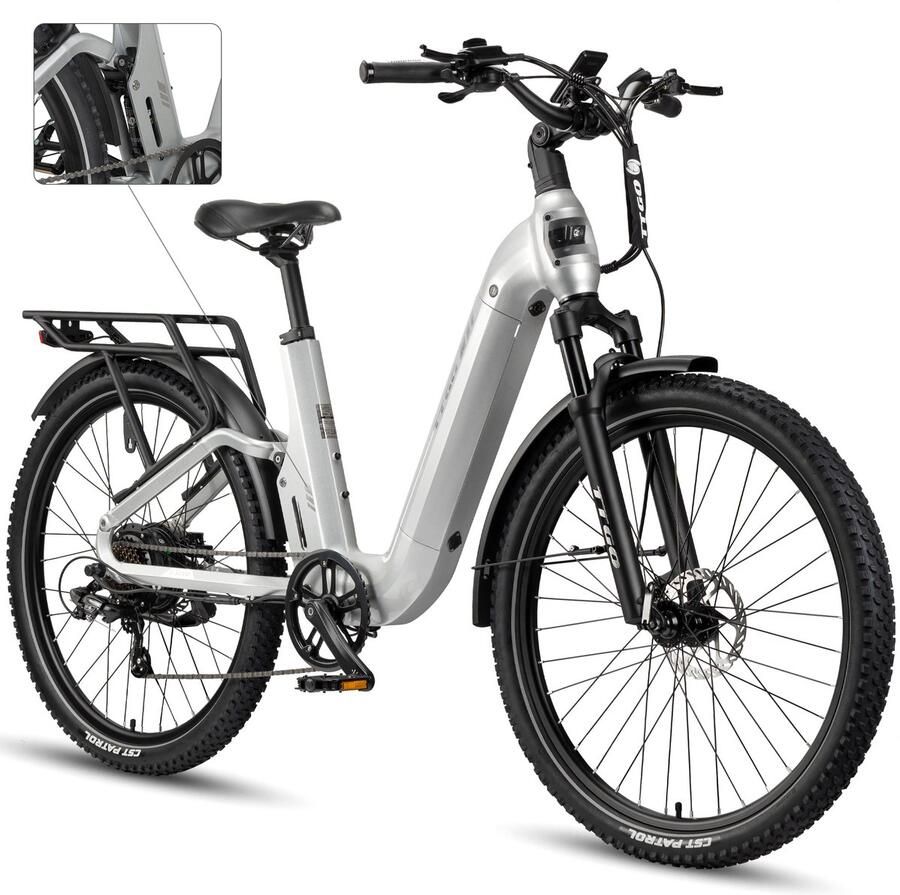 TTGO E-SUVO S6 Full Suspension E-MTB 27 5 inch 48V 15Ah Accu Tot 120 km Actieradius 70Nm Koppel 250W Achterwielmotor Hydraulische Schijfrem Shi o 7 Versnellingen Zilver