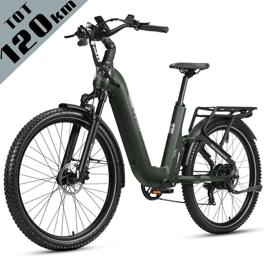 TTGO E-SUVO S6 Full Suspension Elektrische Mountainbike 27 5 inch Aluminium Softtail Frame 120 km Actieradius 720Wh Grote Accu 70Nm Krachtig Koppel Hydraulische Schijfrem Shi o 7 Versnellingen Groen