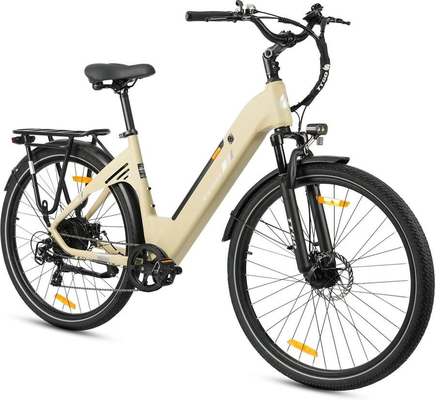 TTGO Elektrische Fiets C3 36V 18AH Accu Actieradius Tot 120 Km Aluminium Lage Instapframe 28×2.0 Inch Wielen Shi o 7 Versnellingen Mechanische Schijfrem LCD Display Elektrische Stadsfiets Geel
