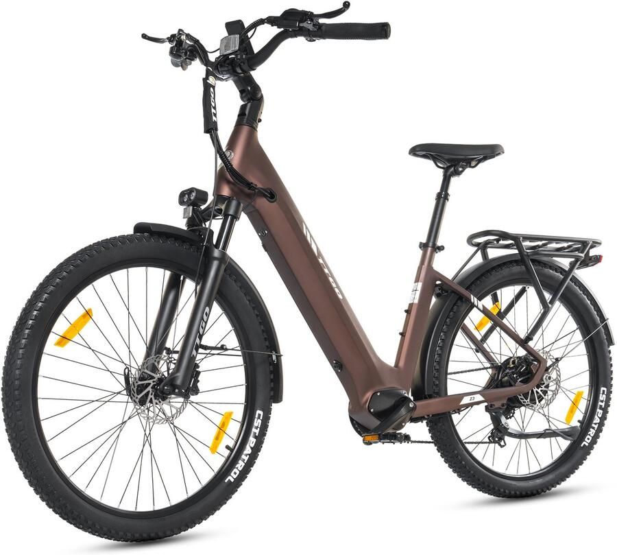 TTGO Z3 Elektrische Fiets – 27.5 Inch Stadsfiets – 720Wh Accu – Achterwielmotor – Actieradius tot 120 km – Shi o 7 Versnellingen – Hydraulische Schijfrem –Bruin