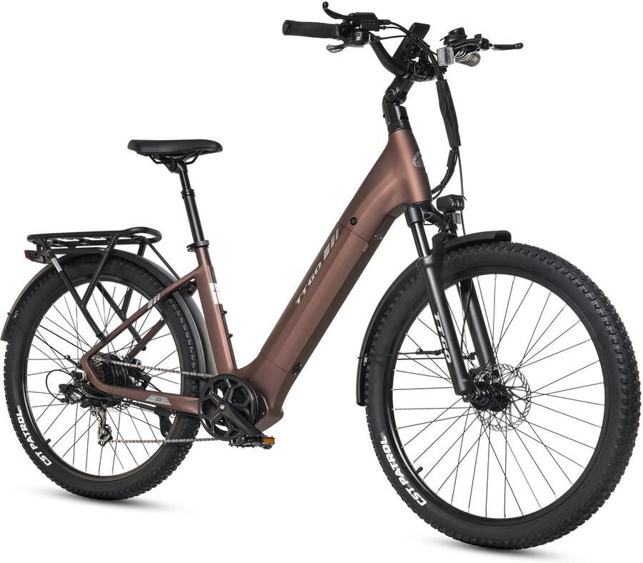 TTGO Z3 Elektrische Fiets – 48V 15Ah Accu (720Wh) – Achterwielmotor – Actieradius tot 120 km – 27.5×2.4 Inch Banden – LCD Display – Shi o 7 Versnellingen – Hydraulische Schijfrem – Stadsfiets – Max. Belastbaar 125 kg – Bruin