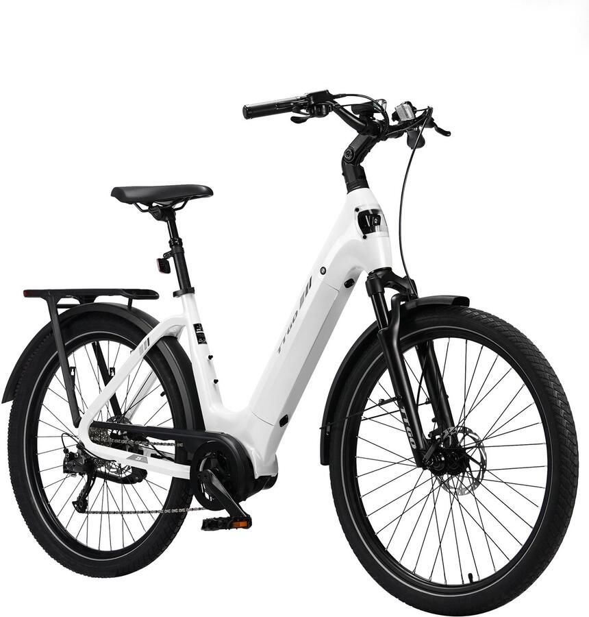 TTGO Elektrische Fiets Z5 250W MiddenMotor Stadsfiets 36V18Ah Accu 27.5 Inch Banden Max Snelheid 25km u Max Bereik 110-130km Shi o 9 Versnellingen Wit