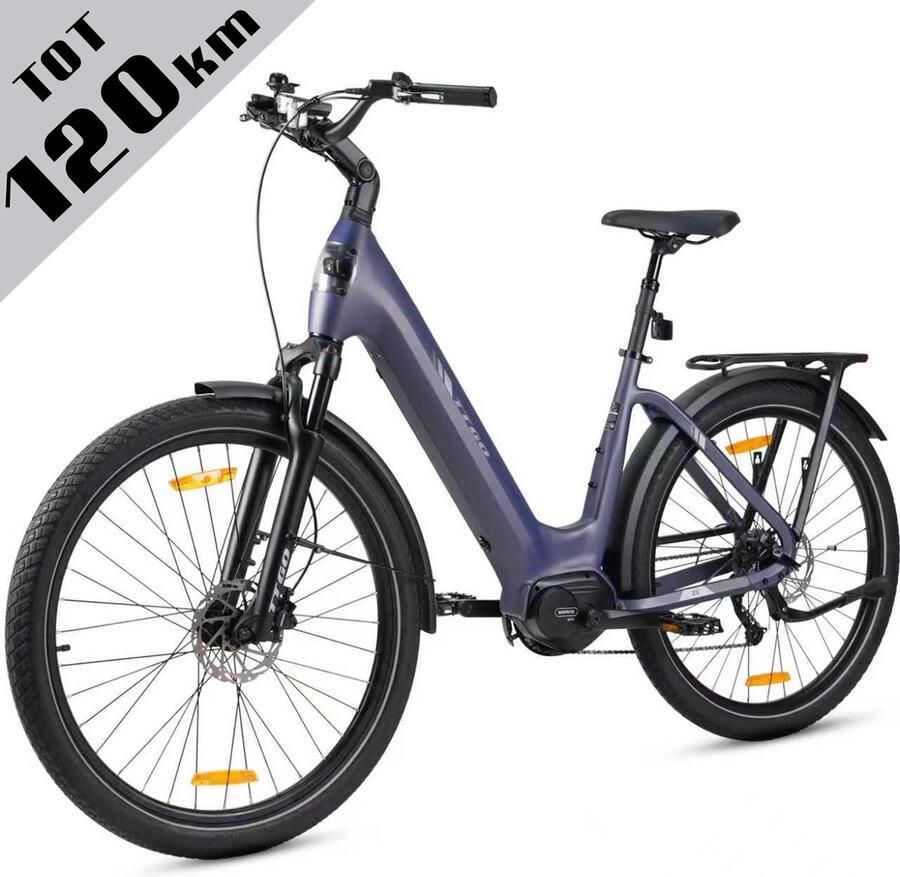 TTGO Elektrische Fiets Z5 36V 18AH Accu Middenmotor Max Actieradius 120 KM Aluminium Lage Instapframe 27.5×2.4 Inch Wielen Shi o 9 Versnellingen Hydraulische Schijfrem LCD Display Elektrische Stadsfiets -Blauw