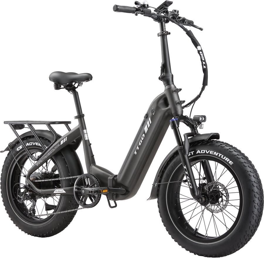 TTGO F6 Boost Elektrische Fiets – 250W Motor 48V18Ah Lithium Accu – Actieradius tot 140 km – Hydraulische Schijfrem – 20×4.0 inch Fatbike Banden Shi o 7 Versnellingen Vouwfiets Grijs