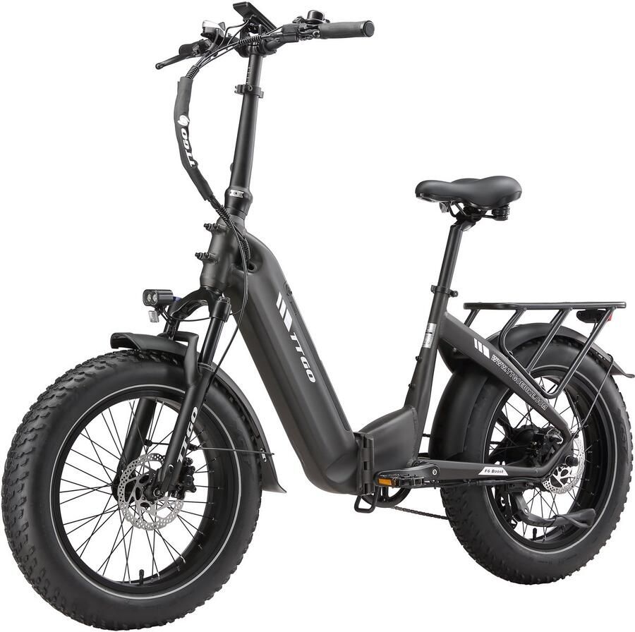 TTGO F6 Boost Elektrische Fiets – 250W Motor 48V18Ah Lithium Accu – Actieradius tot 140 km – Hydraulische Schijfrem – 20×4.0 inch Fatbike Banden Shi o 7 Versnellingen Vouwfiets Grijs