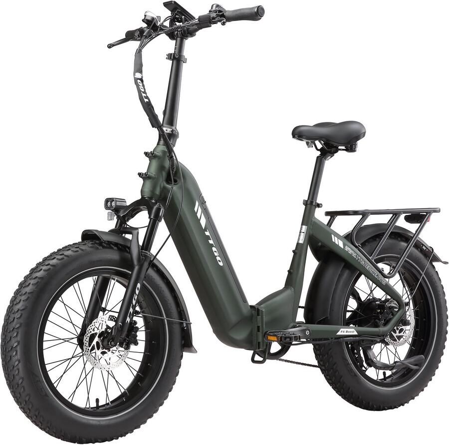 TTGO F6 Bost Elektrische Fiets – 48V 18Ah Lithium Accu – Actieradius tot 140 km – Opvouwbaar – 20×4.0 inch Fatbike Banden – Hydraulische Schijfrem – 48V 250W Achterwielmotor – Verende Voorvork met Lock-out– Elektrische Stadsfiets –Groen