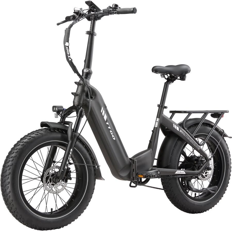 TTGO F6 Bost Opvouwbare Elektrische Fiets – 864Wh Lithium Accu – Actieradius tot 140 km – Hydraulische Schijfrem – 20×4.0 inch Fatbike Banden – Verende Voorvork met Lock-out – Shi o 7 Versnellingen – Elektrische Stadsfiets – Grijs
