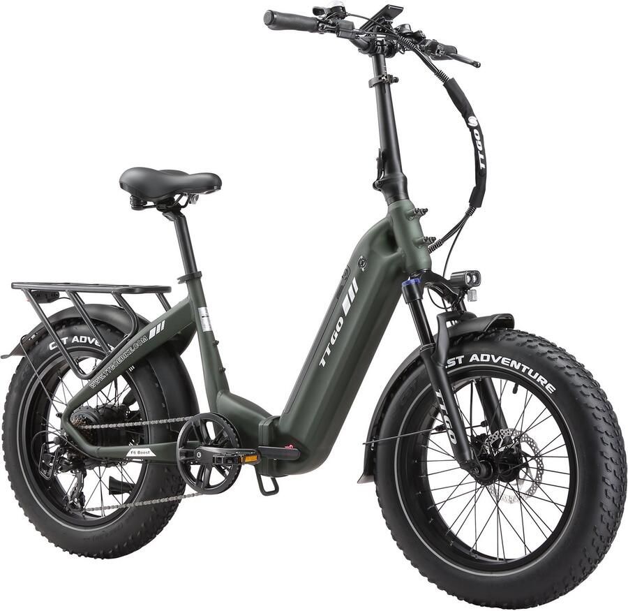 TTGO F6 Bost Opvouwbare Elektrische Fiets – 864Wh Lithium Accu – Actieradius tot 140 km – Hydraulische Schijfrem – 20×4.0 inch Fatbike Banden – Verende Voorvork met Lock-out – Shi o 7 Versnellingen – Elektrische Stadsfiets – Groen