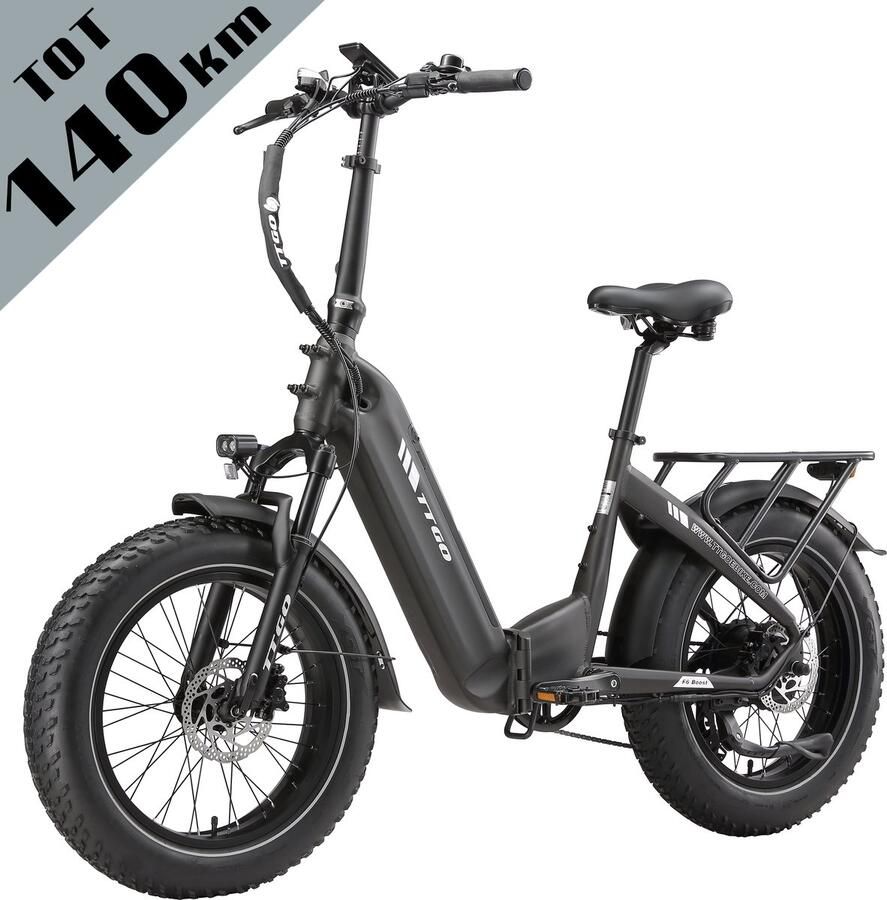 TTGO F6 Bost Opvouwbare Elektrische Fiets – 864Wh Lithium Accu – Actieradius tot 140 km – Hydraulische Schijfrem – 20×4.0 inch Fatbike Banden – Verende Voorvork met Lock-out – Shi o 7 Versnellingen – Elektrische Stadsfiets – Grijs