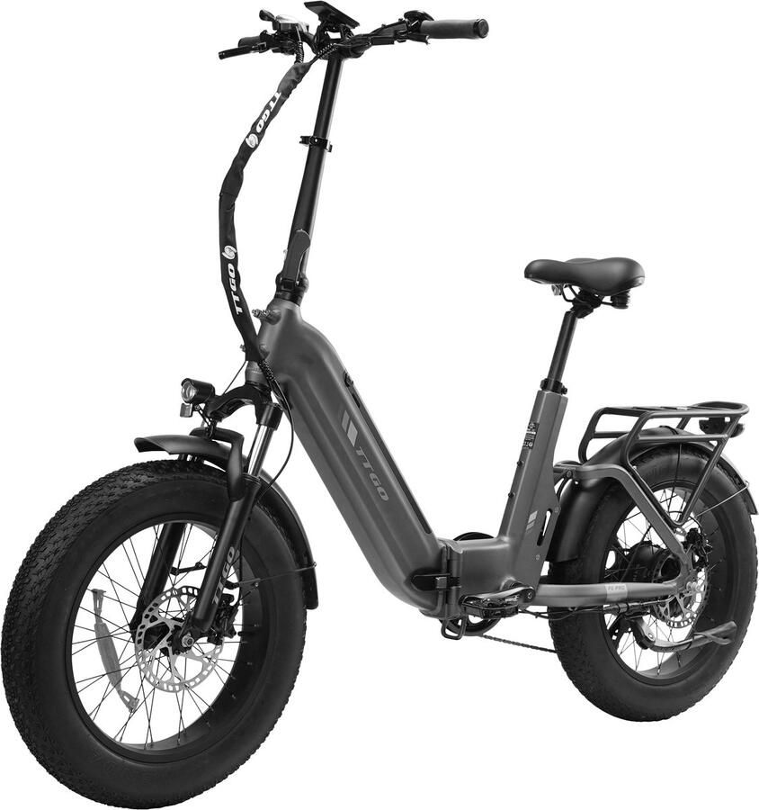 TTGO F6 Pro Opvouwbare Elektrische Fiets – 864Wh Lithium Accu – Actieradius tot 140 km – Aluminium Frame met Achtervering – 20×4.0 inch Fatbike Banden – Shi o 7 Versnellingen – Hydraulische Schijfrem – Elektrische Stadsfiets – Grijs
