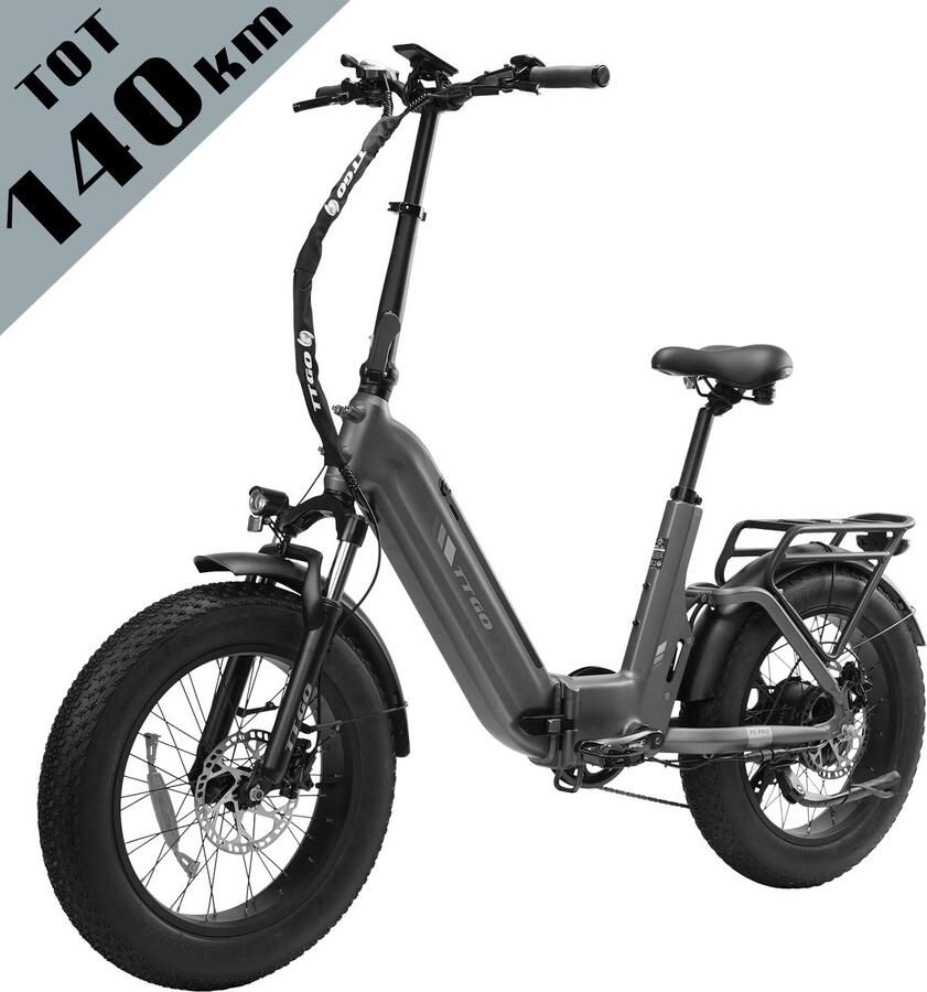TTGO F6 Pro Opvouwbare Elektrische Fiets – 864Wh Lithium Accu – Actieradius tot 140 km – Aluminium Frame met Achtervering – 20×4.0 inch Fatbike Banden – Shi o 7 Versnellingen – Hydraulische Schijfrem – Elektrische Stadsfiets – Grijs - Foto 2