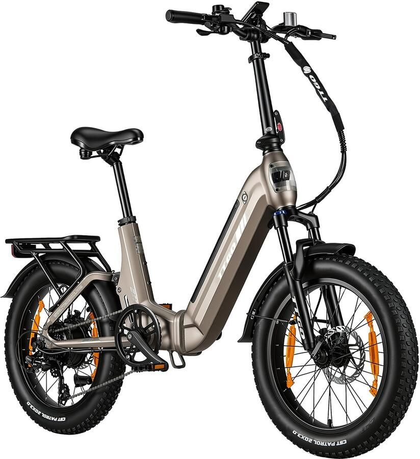 TTGO F7 Elektrische Fiets 250W Motor 48V15Ah Accu 20 Inch Banden Vouwfiets Max Snelheid 25km u Max Bereik 100-120 km Shi o 7 Versnellingen Champagne goud