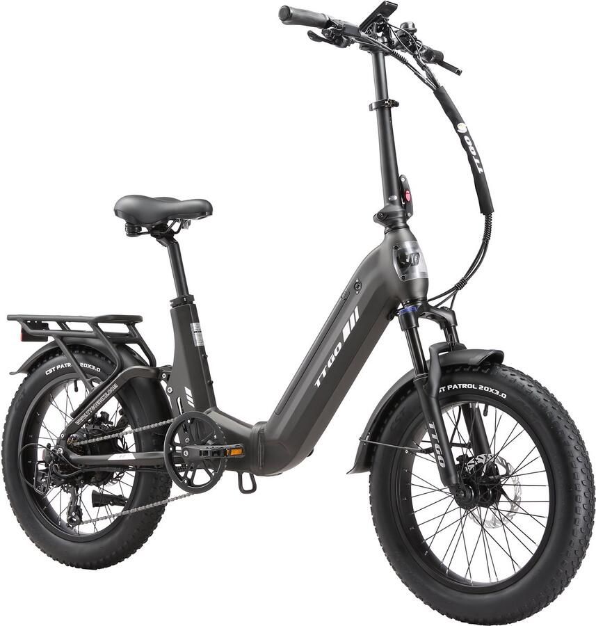 TTGO F7 Opvouwbare Elektrische Fiets – 720Wh Lithium Accu – Actieradius tot 120 km – Aluminium Frame met Achtervering – 20×3.0 inch Brede Banden – Hydraulische Schijfrem – Shi o 7 Versnellingen – Elektrische Stadsfiets – Grijs