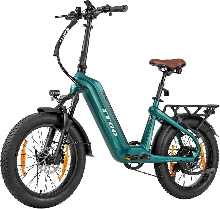 TTGO F8 Elektrische Fiets 250W Motor 48V18Ah Accu Koolstofvezelframe 20 x 3 inch Banden Hydraulische Schijfrem Actieradius tot 110 km Shi o 7 Versnellingen Groen