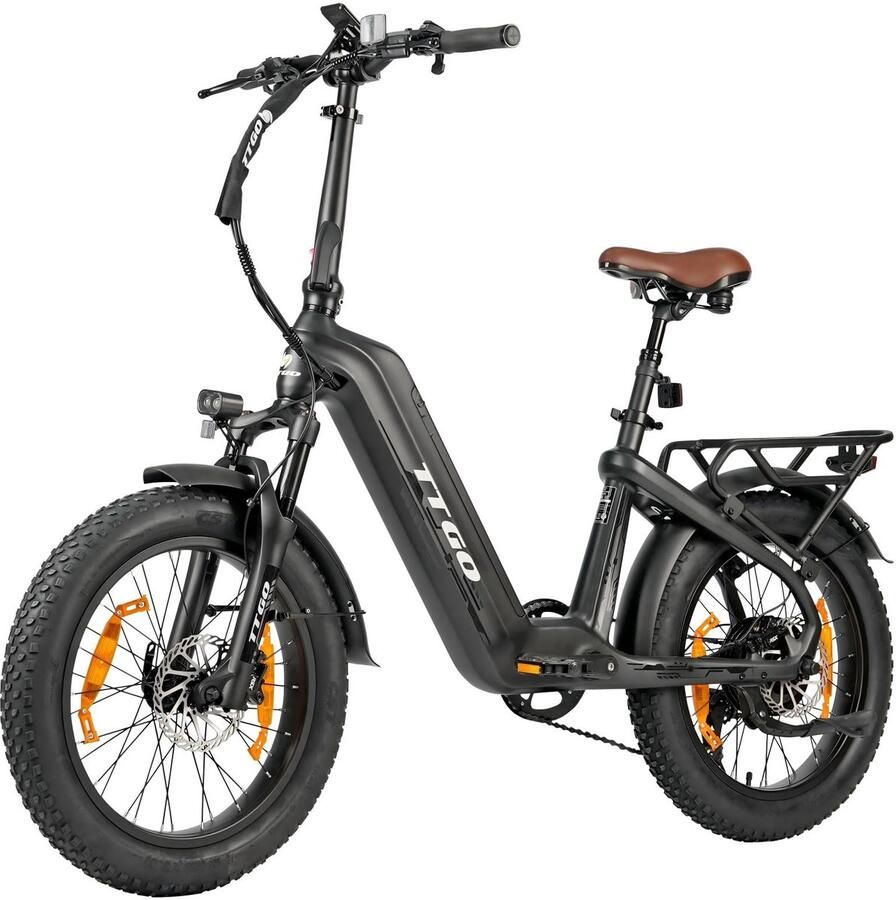 TTGO F8 Elektrische Fiets 250W Motor 48V18Ah Accu Koolstofvezelframe 20 x 3 inch Banden Hydraulische Schijfrem Actieradius tot 110-140 km Shi o 7 Versnellingen Zwart