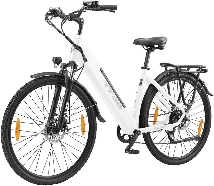 TTGO HZ-28ST E-bike 25 km u 28inch 80km actieradius 250W motor 36V20Ah accu aluminium frame Shi o 7-speed wit