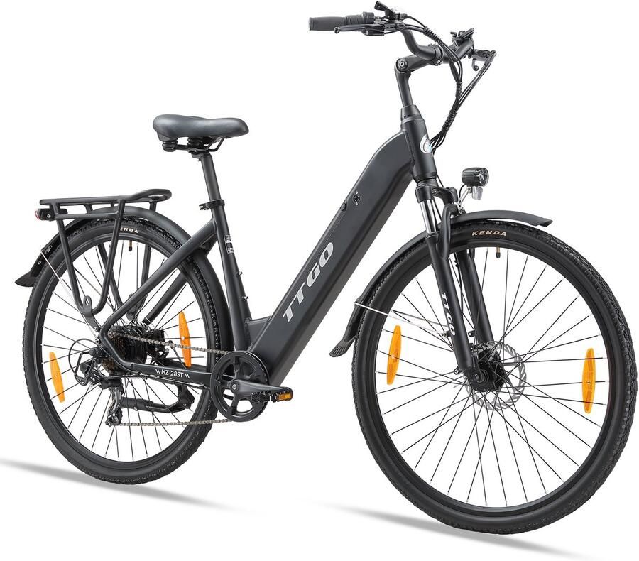 TTGO HZ-28ST Elektrische Fiets 250W Motor 36V20Ah Accu Max Snelheid 25km u Max Bereik 80-120km Shi o 7 Versnellingen Zwart
