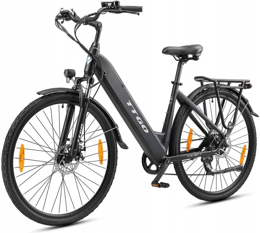 TTGO HZ-28ST Elektrische Fiets – 28 Aluminium 110km Bereik 250W Motor 7-Speed Shi o Schijfrem – Zwart