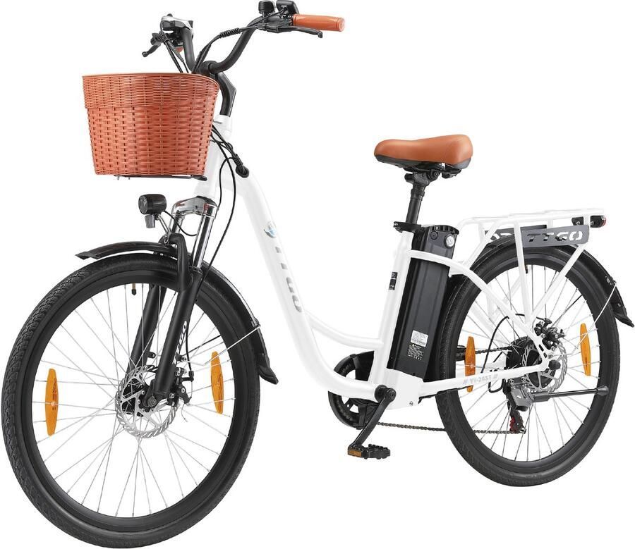 TTGO YY-26ST E-bike 25 km u 26inch 50km actieradius 250W motor 36V14.5Ah accu 70NM wit