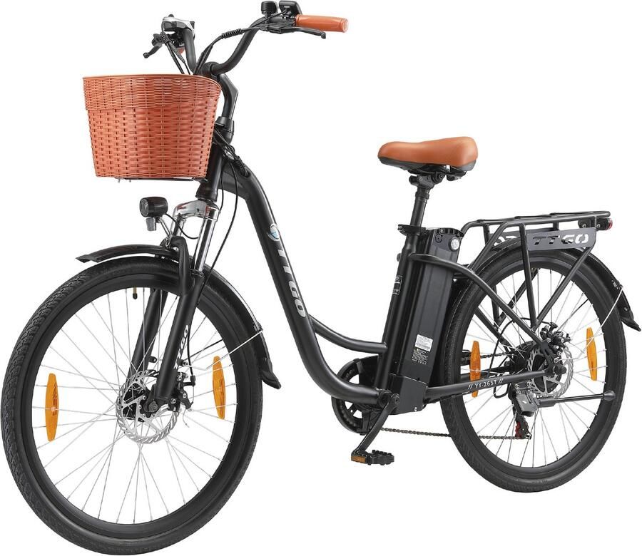TTGO YY-26ST E-bike 25 km u 26inch 50km actieradius 250W motor 36V14.5Ah accu 70NM zwart