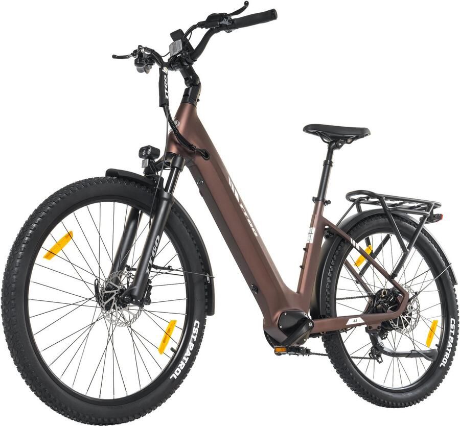 TTGO Z3 Elektrische Fiets 250W Motor 48V15Ah Accu 27.5 Inch Banden Max Snelheid 25km u Max Bereik 110-120km Shi o 7 Versnellingen Bruin