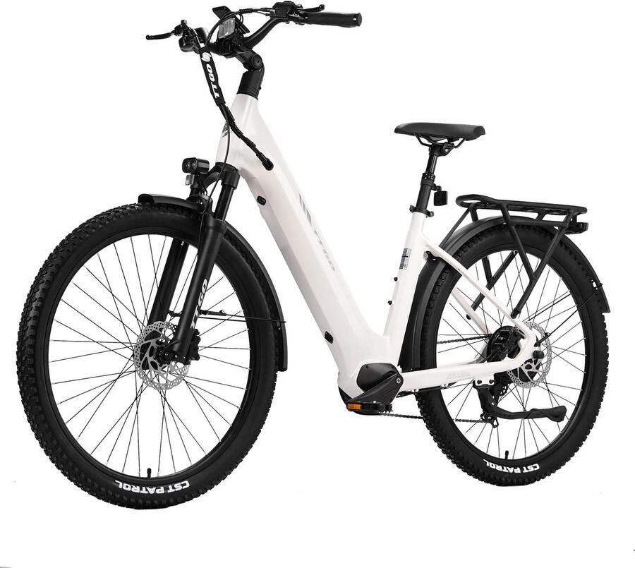 TTGO Z3 Elektrische Fiets – 27.5 Inch Stadsfiets – 720Wh Accu – Achterwielmotor – Actieradius tot 120 km – Shi o 7 Versnellingen – Hydraulische Schijfrem – Wit