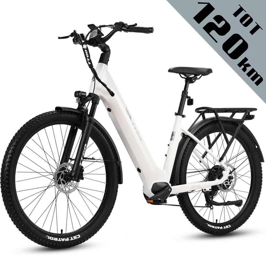 TTGO Z3 Elektrische Fiets – 27.5 Inch Stadsfiets – 720Wh Accu – Achterwielmotor – Actieradius tot 130 km – Shi o 7 Versnellingen – Hydraulische Schijfrem – Wit - Foto 2