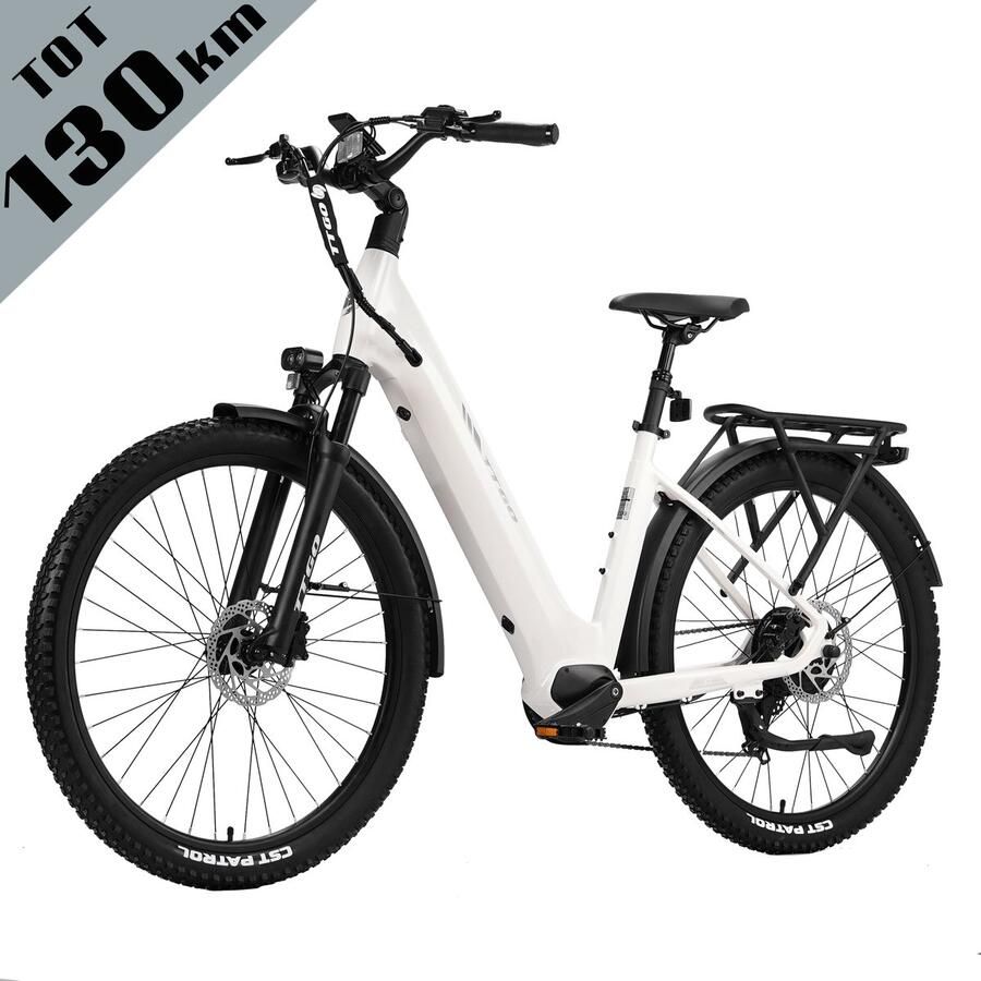 TTGO Z3 Elektrische Fiets – 27.5 Inch Stadsfiets – 720Wh Accu – Achterwielmotor – Actieradius tot 130 km – Shi o 7 Versnellingen – Hydraulische Schijfrem – Wit