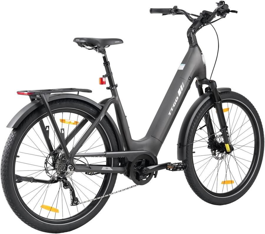 TTGO Z5 Elektrische Fiets 250W MiddenMotor 36V18Ah Accu 27.5 Inch Banden Max Snelheid 25km u Max Bereik 110-130km Shi o 9 Versnellingen Grijs