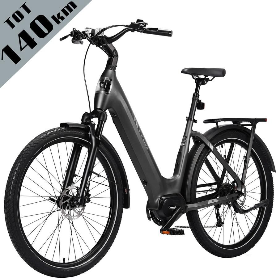 TTGO Elektrische Fiets Z5 36V 18AH Accu Middenmotor Max Actieradius 120 KM Aluminium Lage Instapframe 27.5×2.4 Inch Wielen Shi o 9 Versnellingen Hydraulische Schijfrem LCD Display Elektrische Stadsfiets Grijs - Foto 2